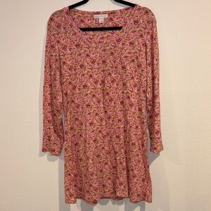 Midnight by Carole Hochman Pink Floral Top Medium